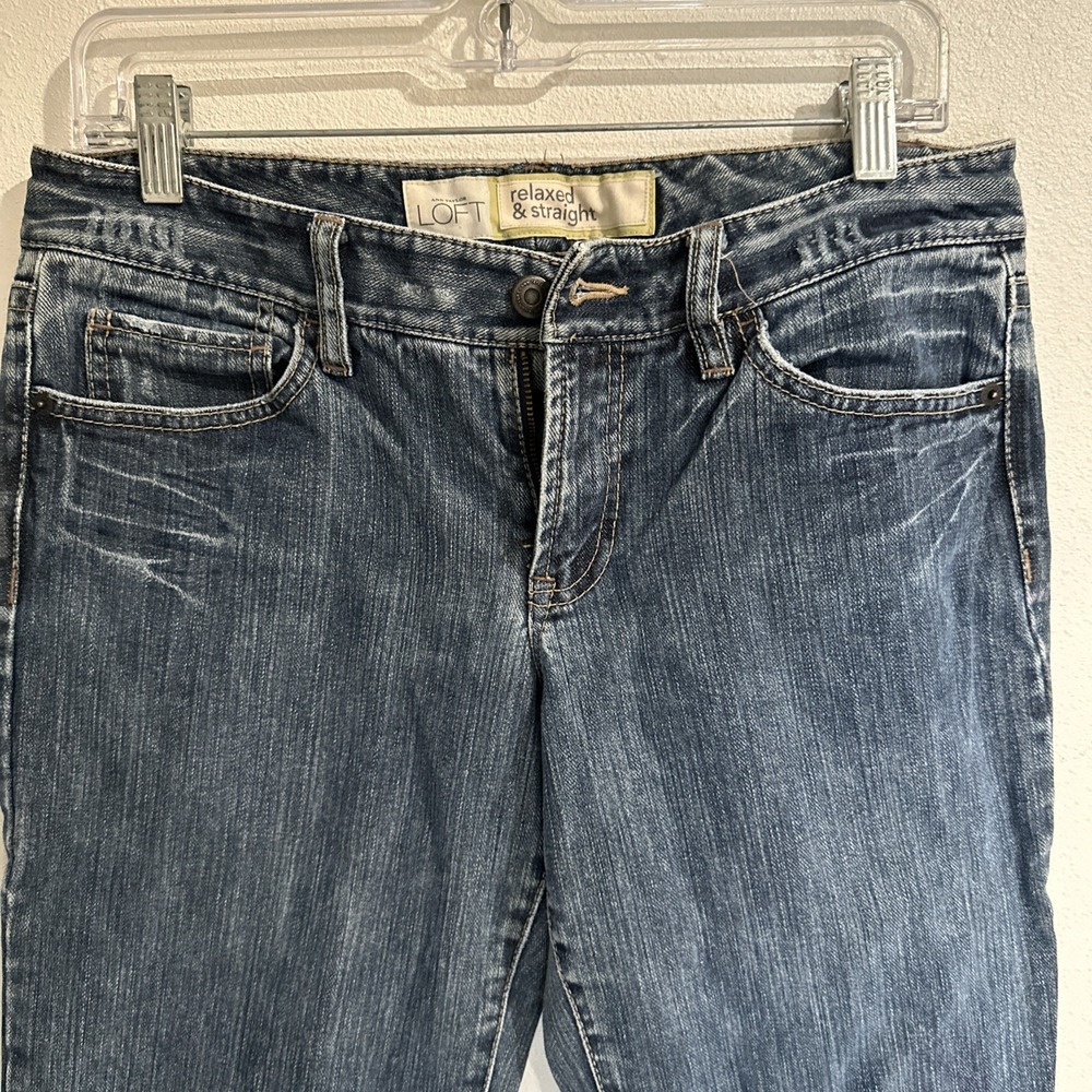 Loft Ann‎  taylor relaxed And Straight Jeans Wash Blue Size P6 - Picture 2 of 12